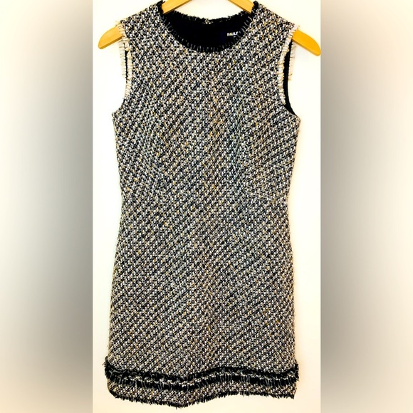 Paula Ka Paris Black and TanTweed Mini Sleeveless Shift Dress Size 38/6 ! - Picture 4 of 10